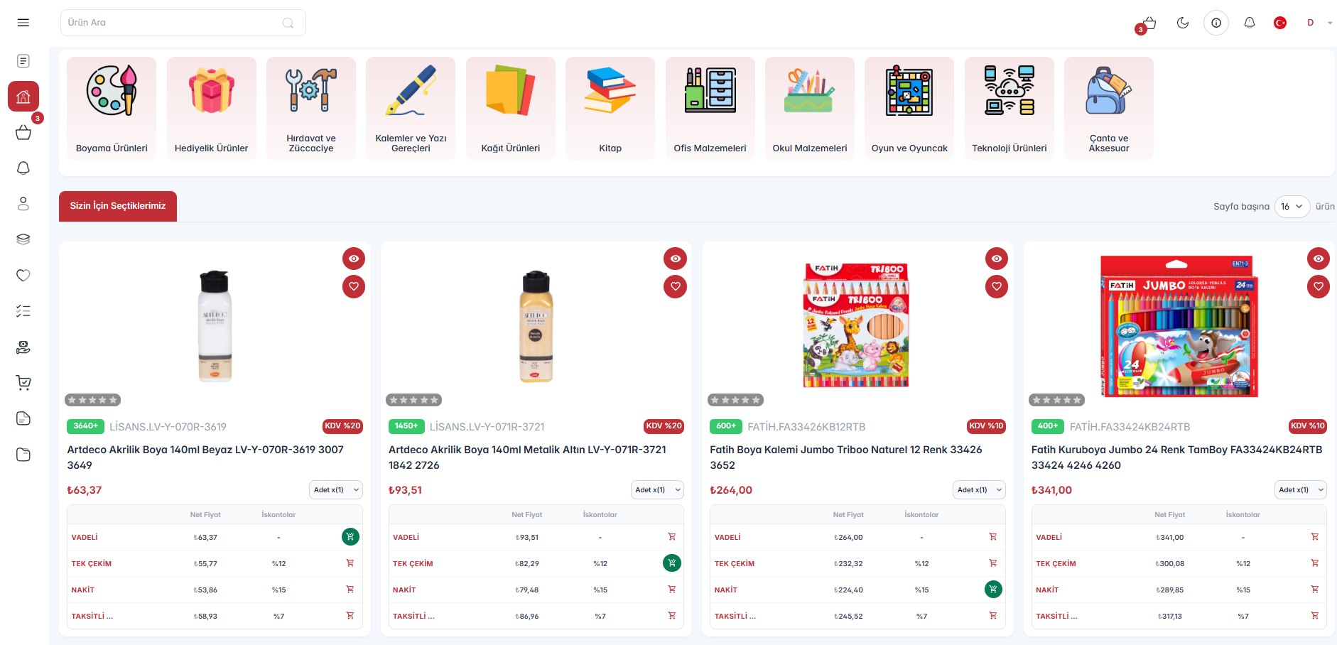 Keep2B online katalog ekranı