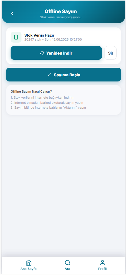 KeepMobile offline sayım