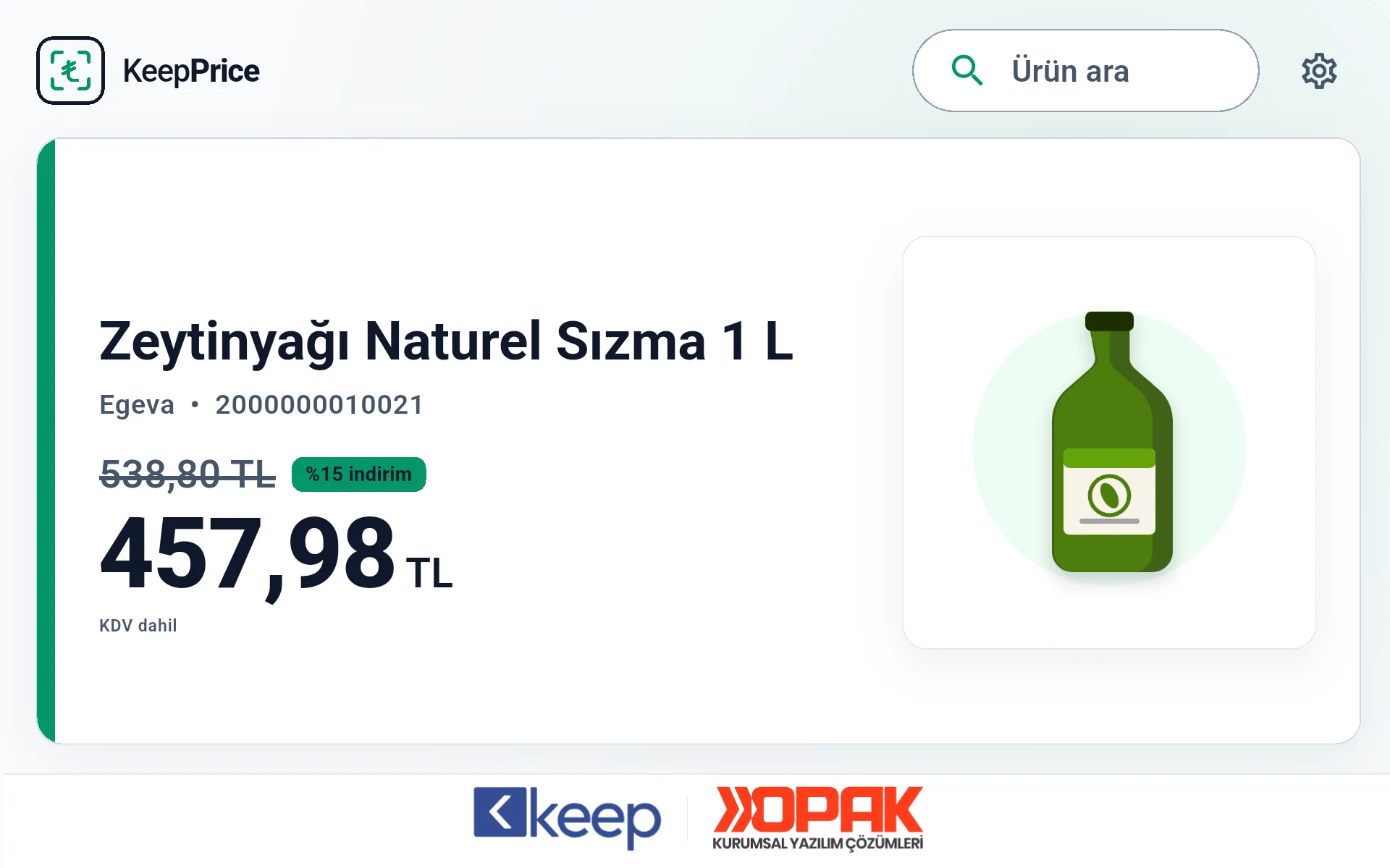 KeepPrice indirimli fiyat ekranı