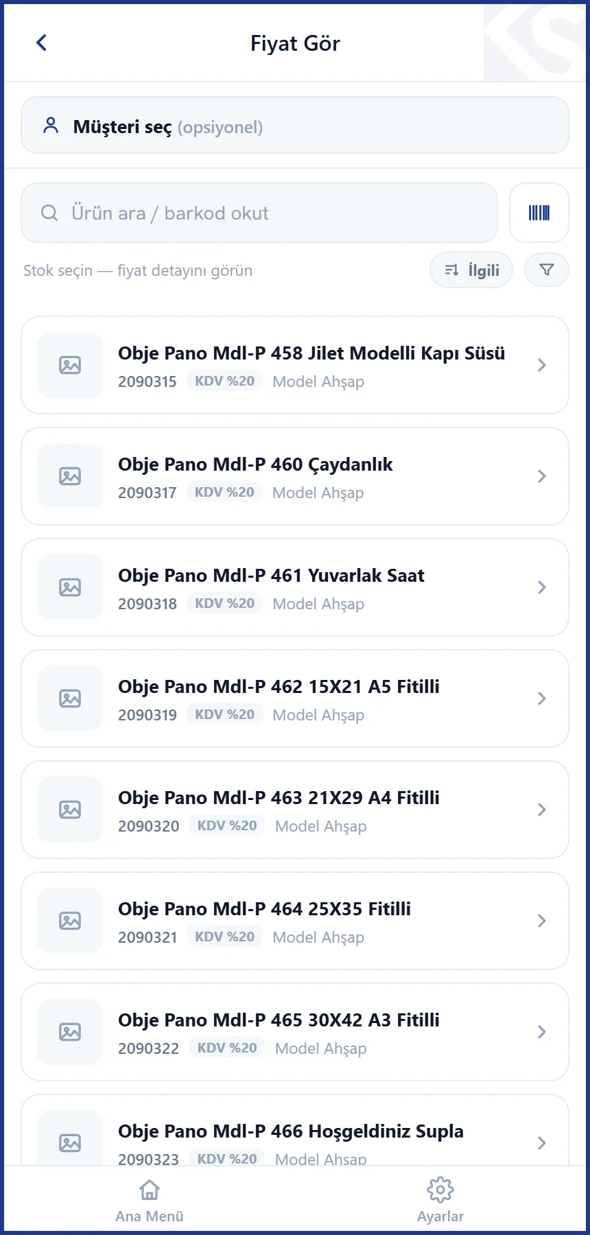 KeepSales Fiyat gör ekranı