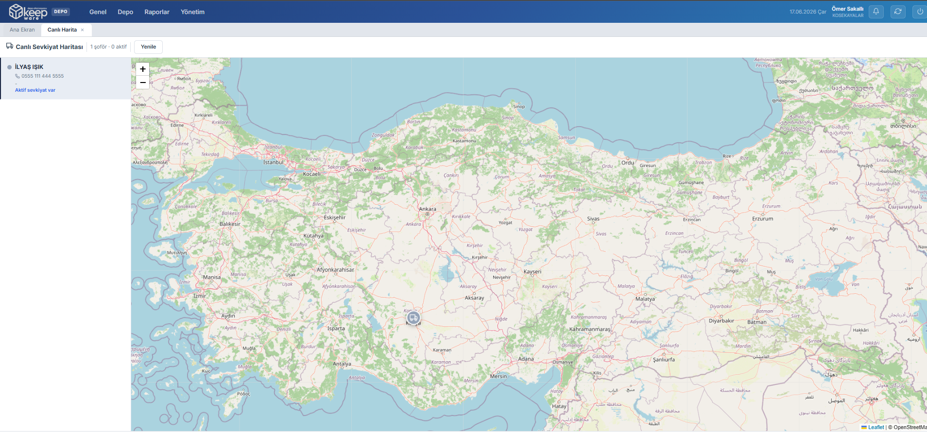 KeepWare şoför ve sevkiyat takip sistemi